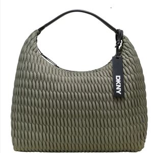 DKNY Olive Green Quilted Hobo Bag